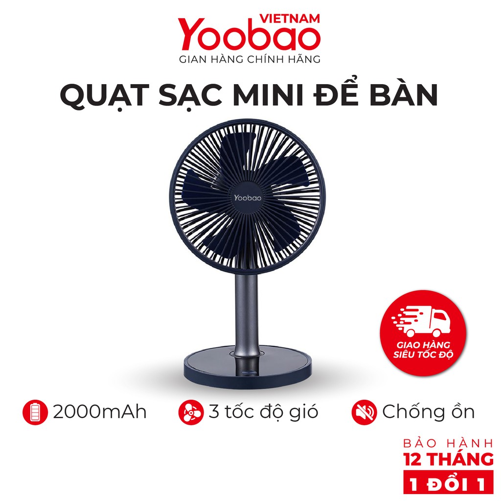 Quạt sạc mini để bàn Yoobao LJQ-117 2000mAh 3 Quạt sạc mini để bàn Yoobao LJQ-117 2000mAh - Ảnh 3