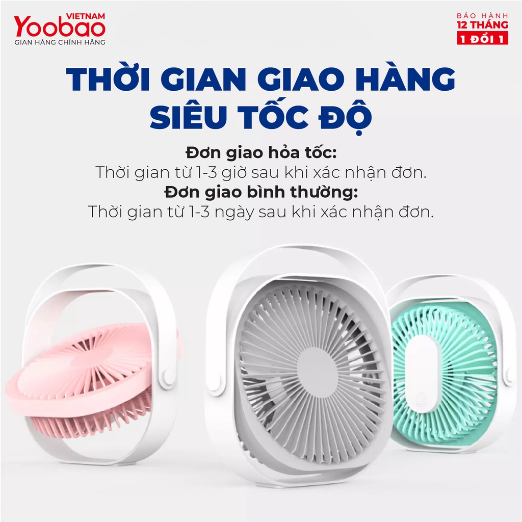 Quạt sạc mini để bàn Yoobao M102 4000mAh xoay 360 độ 3 Quạt sạc mini để bàn Yoobao M102 4000mAh xoay 360 độ - Ảnh 3