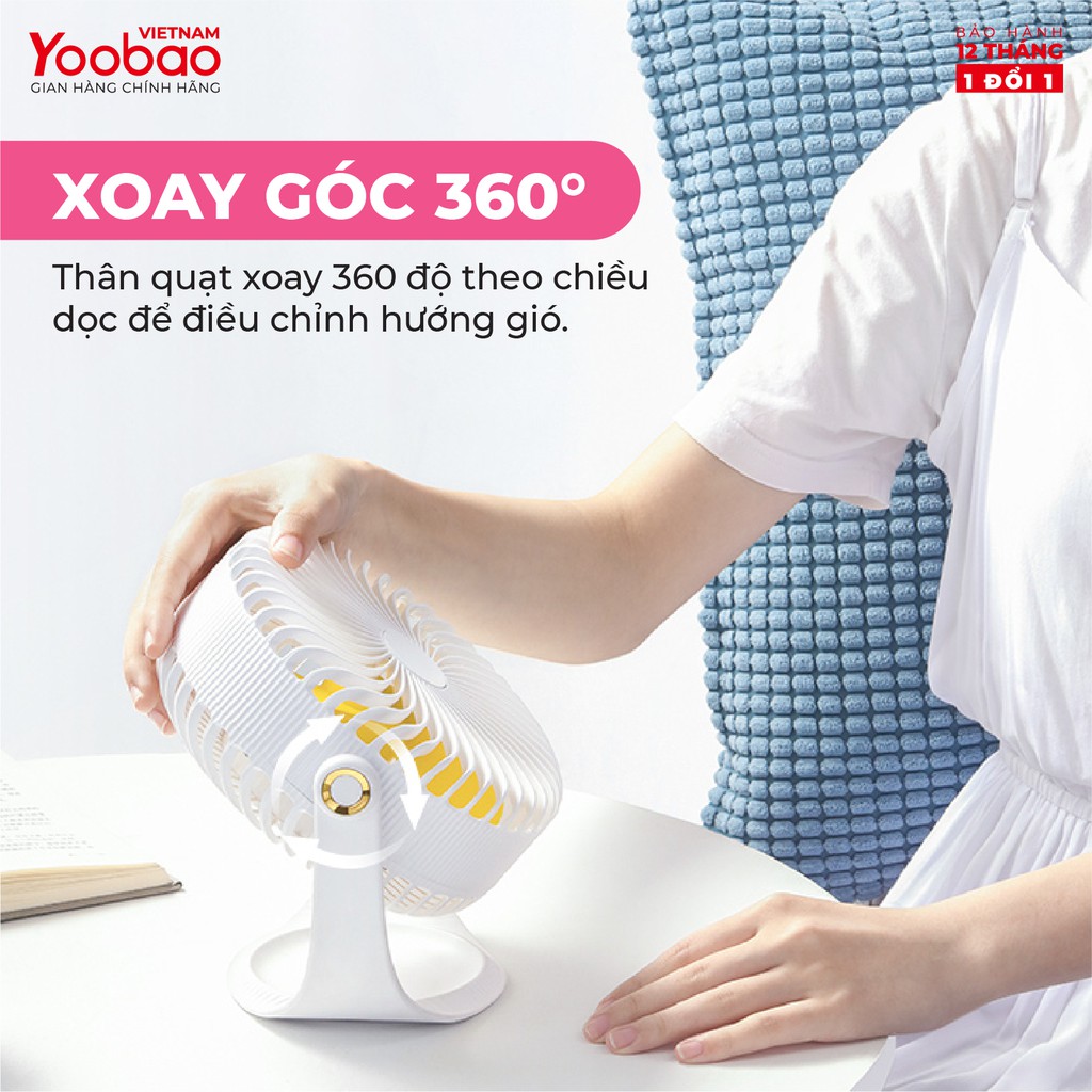 Quạt sạc mini để bàn Yoobao F12 2000mAh 6 Quạt sạc mini để bàn Yoobao F12 2000mAh - Ảnh 6