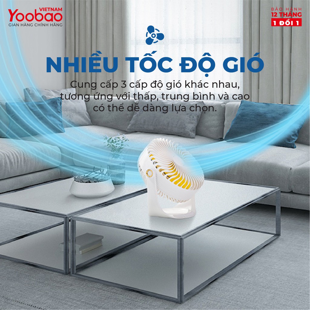Quạt sạc mini để bàn Yoobao F12 2000mAh 5 Quạt sạc mini để bàn Yoobao F12 2000mAh - Ảnh 5