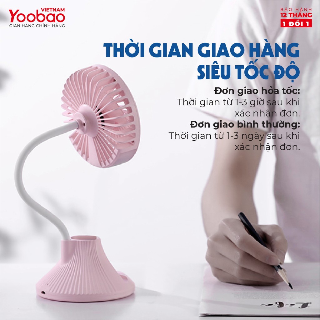 Quạt tích điện Yoobao D8 2000mAh đèn bàn học 4 Quạt tích điện Yoobao D8 2000mAh đèn bàn học - Ảnh 4