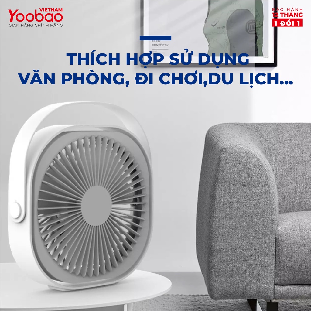 Quạt sạc mini để bàn Yoobao M102 4000mAh xoay 360 độ 7 Quạt sạc mini để bàn Yoobao M102 4000mAh xoay 360 độ - Ảnh 7