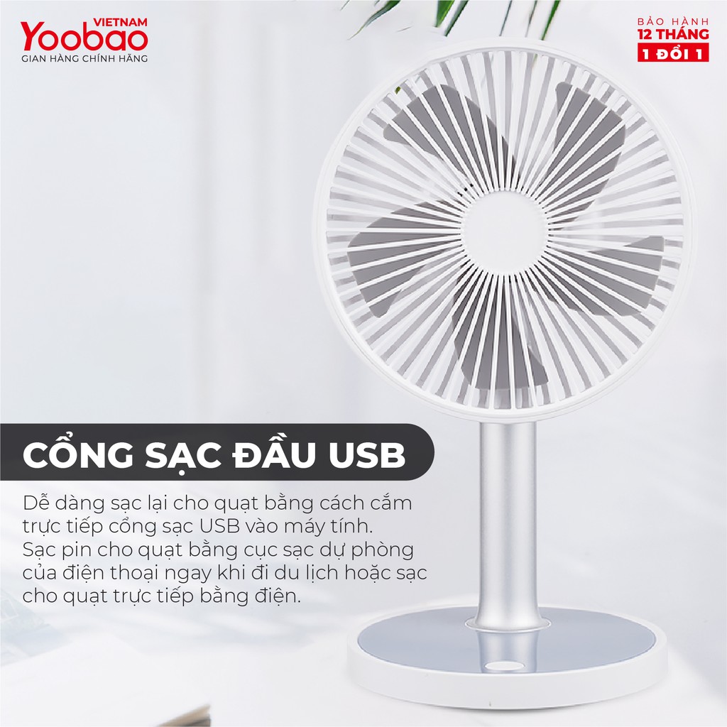 Quạt sạc mini để bàn Yoobao LJQ-117 2000mAh 9 Quạt sạc mini để bàn Yoobao LJQ-117 2000mAh - Ảnh 9