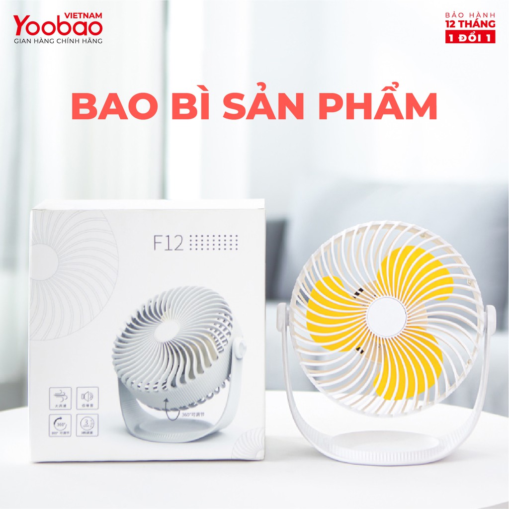 Quạt sạc mini để bàn Yoobao F12 2000mAh 9 Quạt sạc mini để bàn Yoobao F12 2000mAh - Ảnh 9