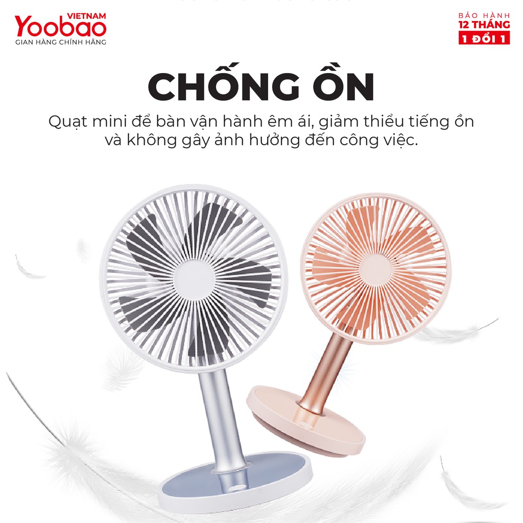 Quạt sạc mini để bàn Yoobao LJQ-117 2000mAh 6 Quạt sạc mini để bàn Yoobao LJQ-117 2000mAh - Ảnh 6