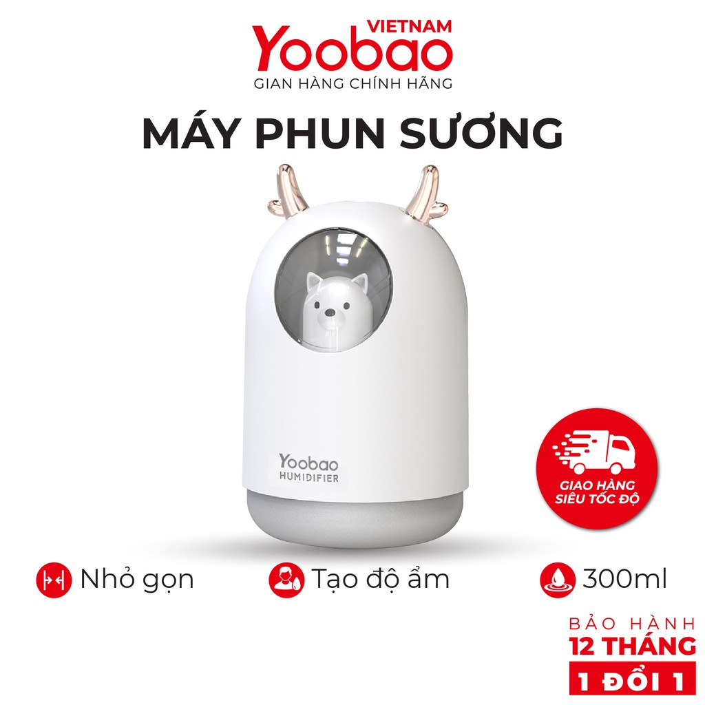 Máy Tạo Ẩm Mini Phun Sương Để Bàn Yoobao M106 300ml – 2 Chế Độ Phun, Đèn Ngủ, Cổng Micro-USB 5V/1A