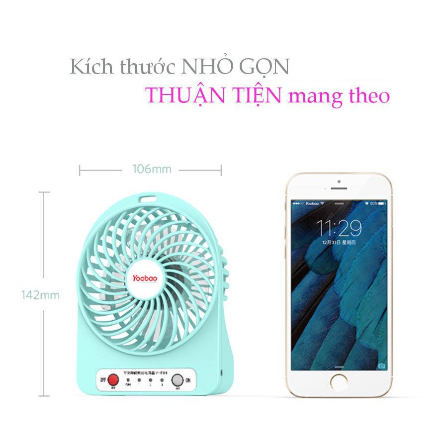 Quạt sạc mini Yoobao F01 pin 2000mAh 8 Quạt sạc mini Yoobao F01 pin 2000mAh - Ảnh 8