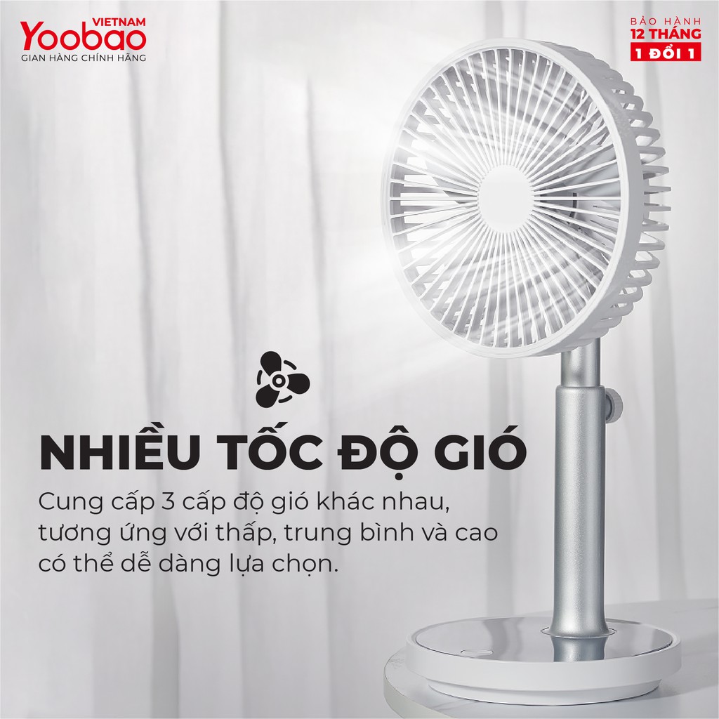 Quạt sạc mini để bàn Yoobao LJQ-117 2000mAh 8 Quạt sạc mini để bàn Yoobao LJQ-117 2000mAh - Ảnh 8