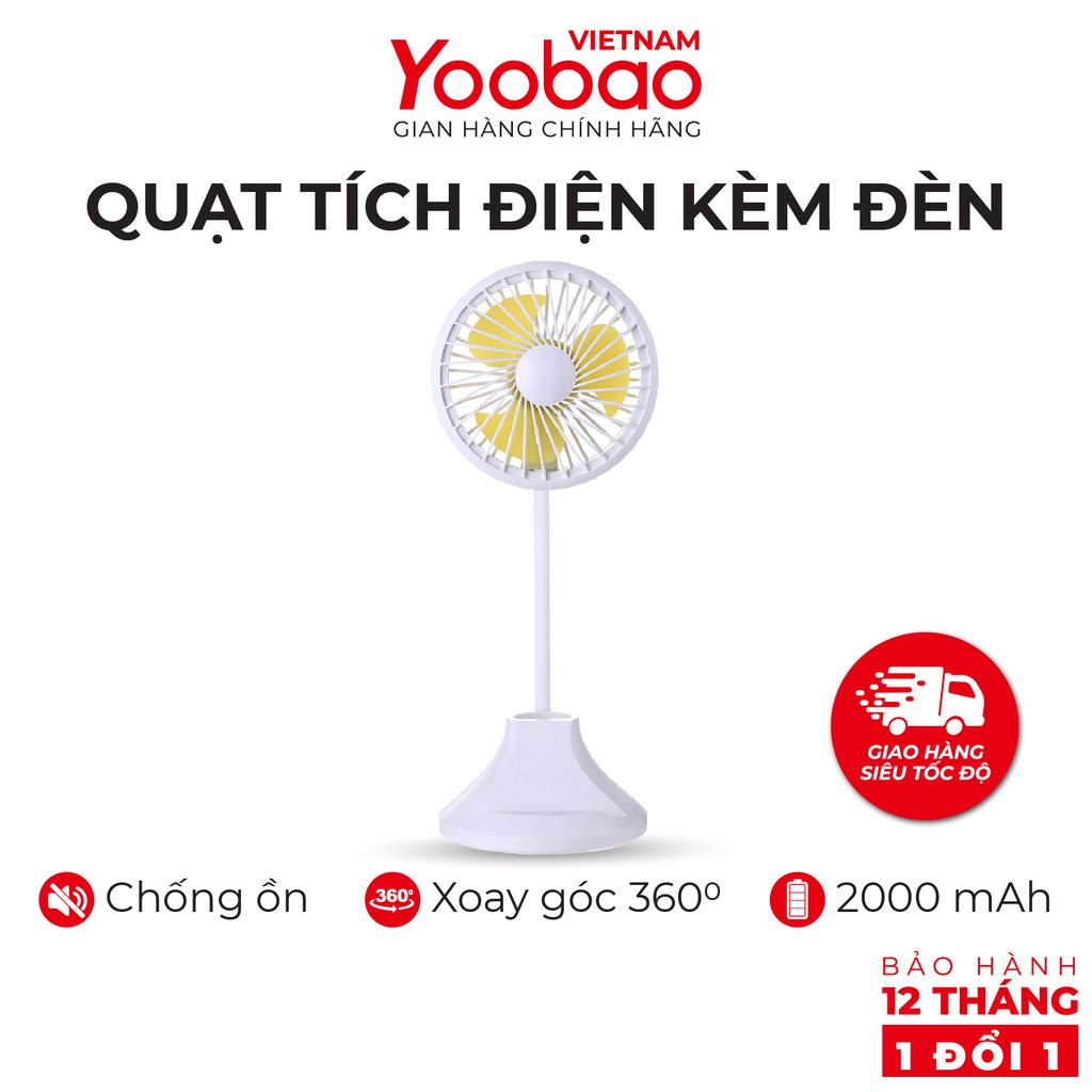Quạt tích điện Yoobao D8 2000mAh đèn bàn học