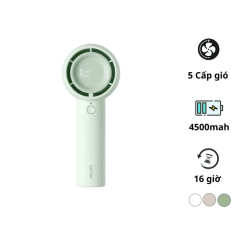 Quạt mini tích điện cầm tay có lồng nhựa bảo vệ Jisulife FA42-1 màu xanh lá-like new