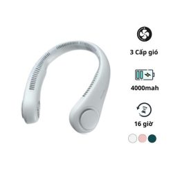 Quạt mini tích điện đeo cổ có lồng nhựa bảo vệ vỏ nhựa Jisulife Life3-FA14 màu xám-like new