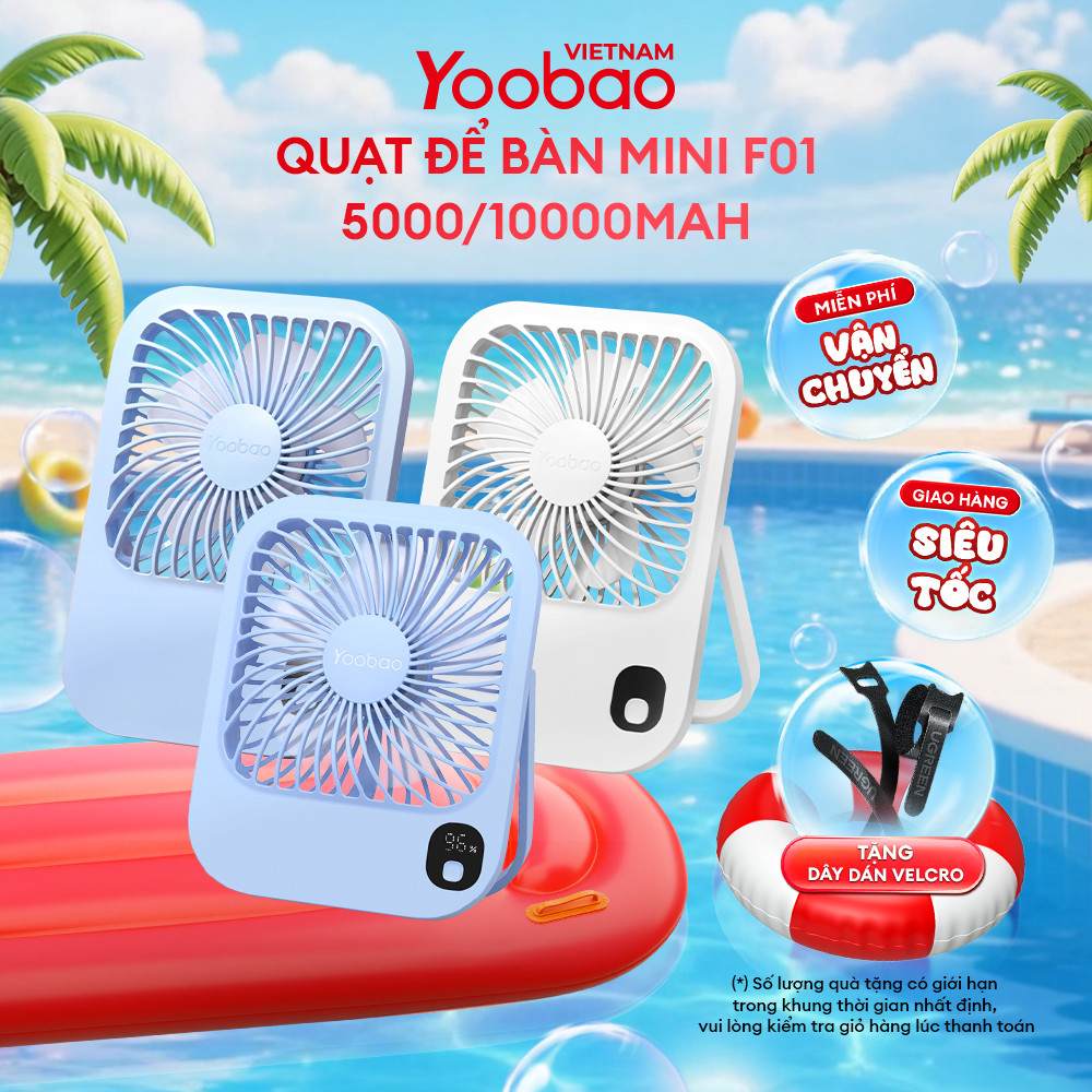 Quạt để bàn tích điện Yoobao F01 3W 2 Quạt để bàn tích điện Yoobao F01 3W - Ảnh 2