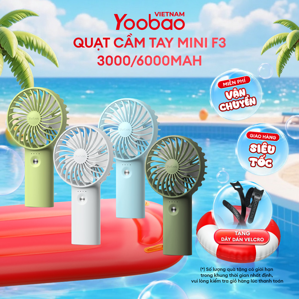 Quạt Tích Điện Mini Cầm Tay Yoobao F3 6000mAh 2 Quạt Tích Điện Mini Cầm Tay Yoobao F3 6000mAh - Ảnh 2