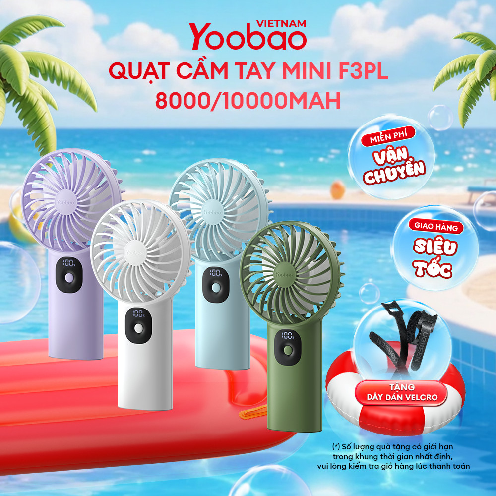 Quạt Cầm Tay Yoobao F3 Plus 8000mAh 2 Quạt Cầm Tay Yoobao F3 Plus 8000mAh - Ảnh 2