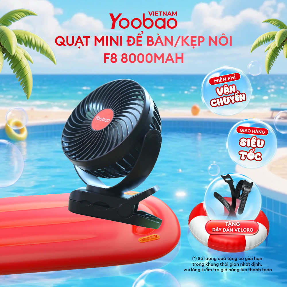 Quạt sạc mini Yoobao F8 8000mAh xoay 360 độ 2 Quạt sạc mini Yoobao F8 8000mAh xoay 360 độ - Ảnh 2