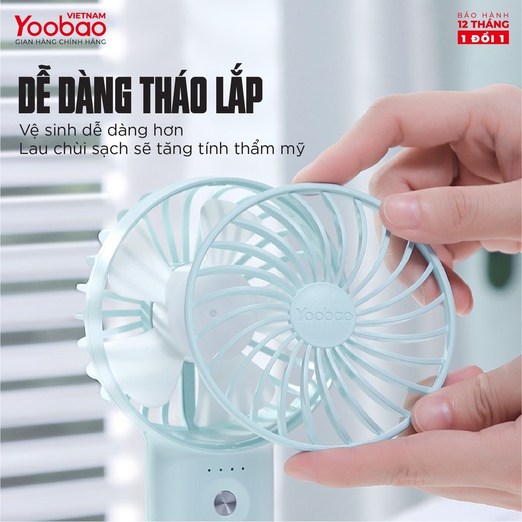 Quạt Tích Điện Mini Cầm Tay Yoobao F3 6000mAh 10 Quạt Tích Điện Mini Cầm Tay Yoobao F3 6000mAh - Ảnh 10