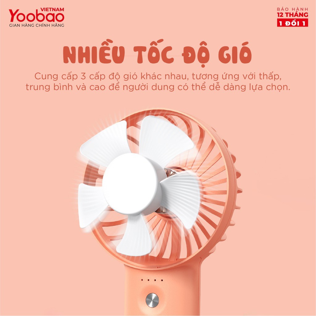 Quạt Tích Điện Mini Cầm Tay Yoobao F3 6000mAh 8 Quạt Tích Điện Mini Cầm Tay Yoobao F3 6000mAh - Ảnh 8