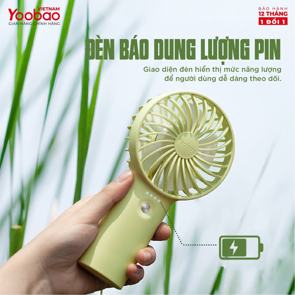 Quạt Tích Điện Mini Cầm Tay Yoobao F3 6000mAh 6 Quạt Tích Điện Mini Cầm Tay Yoobao F3 6000mAh - Ảnh 6