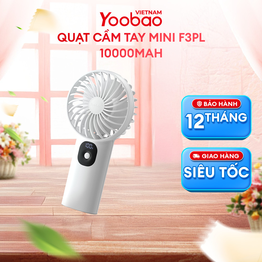 Quạt cầm tay Yoobao F3PL 10000mAh 3W – 3 Cấp Độ Gió, Màn Hình LED, Pin Dùng Đến 36 Giờ