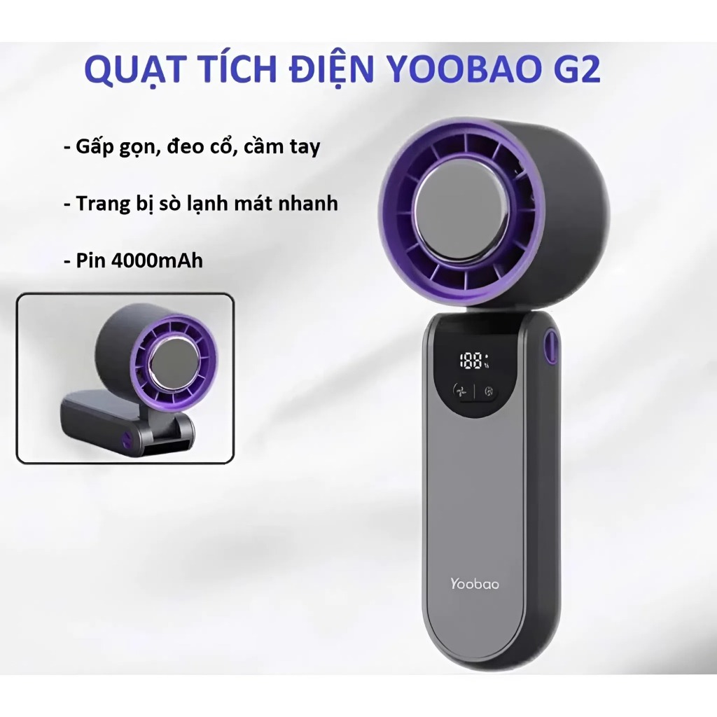 Quạt cầm tay Yoobao G2 sò lạnh 4000mAh 8W 3 Quạt cầm tay Yoobao G2 sò lạnh 4000mAh 8W - Ảnh 3