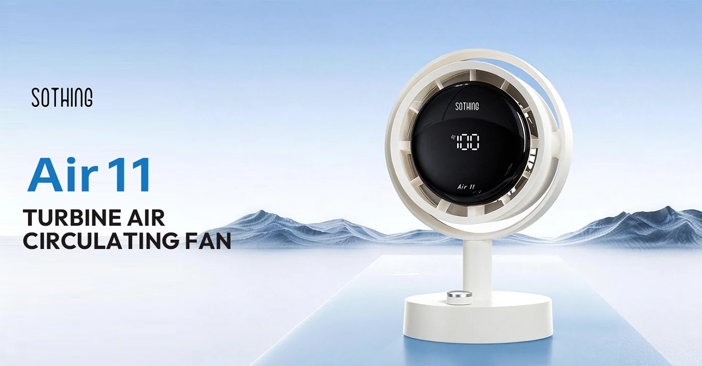 Quạt để bàn Sothing Air 11 2000mAh 10W 23 Quạt để bàn Sothing Air 11 phiên bản 2000mAh màu trắng, màn hình LED, cánh turbine 135mm, đế đứng ổn định