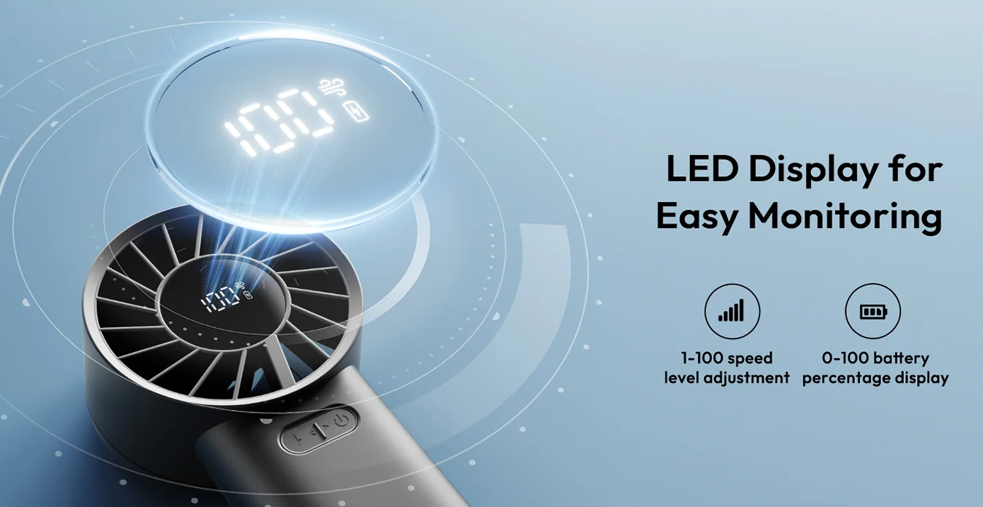 Quạt cầm tay Sothing Engine 60 20 Màn Hình LED — Hiển Thị Tốc Độ Và Phần Trăm Pin
