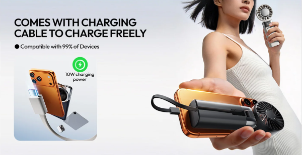 Quạt cầm tay gấp gọn Sothing Ice Z Power 15 Pin 5000mAh kiêm sạc dự phòng — Công suất sạc ra 10W