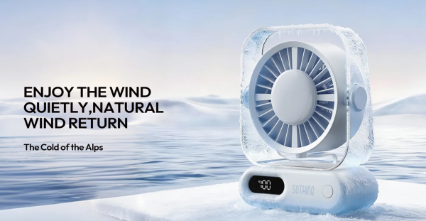 Quạt để bàn mini Sothing Air17 4000mAh 10W 19 Thiết kế khối acrylic trong suốt — khác biệt so với quạt tròn thông thường