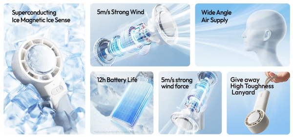 Quạt cầm tay sò lạnh Sothing Ice 25 3600mAh 21 Tấm làm lạnh siêu dẫn cỡ lớn — Giảm 8°C trên da chỉ sau 3 giây
