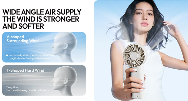 Quạt cầm tay sò lạnh Sothing Ice 25 5000mAh 27 Hai kiểu luồng gió — Dạng V êm và dạng T mạnh