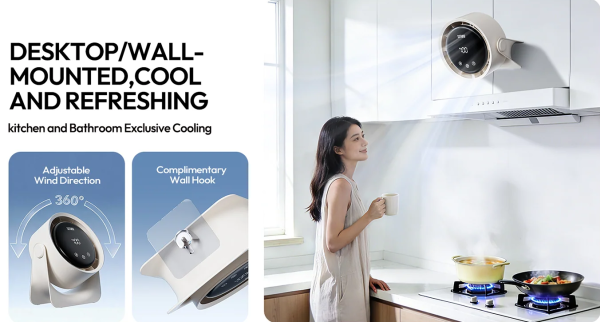 Quạt để bàn Sothing Air 10 4000mAh 10W 24 Gắn tường không khoan — Dùng cho nhà bếp và phòng tắm