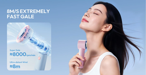 Quạt cầm tay sò lạnh Sothing Ice 09 3000mAh 22 Động cơ mạnh ~8.000 vòng/phút — Luồng gió xa tới 8m