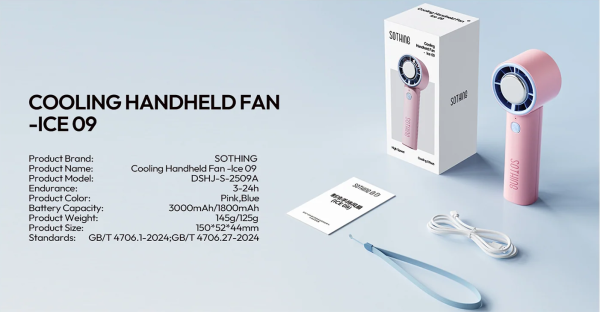 Quạt cầm tay sò lạnh Sothing Ice 09 3000mAh 25 Thông số kỹ thuật Sothing ICE 09