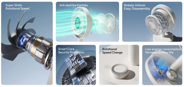 Quạt để bàn mini Sothing Air 12 18 Sothing Air 12 Vòng đèn LED bao quanh cánh quạt