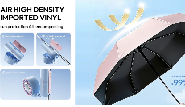 Quạt cầm tay tích hợp dù Sothing Umbrella Fan 30 Quạt cầm tay tích hợp dù Sothing Umbrella Fan 29
