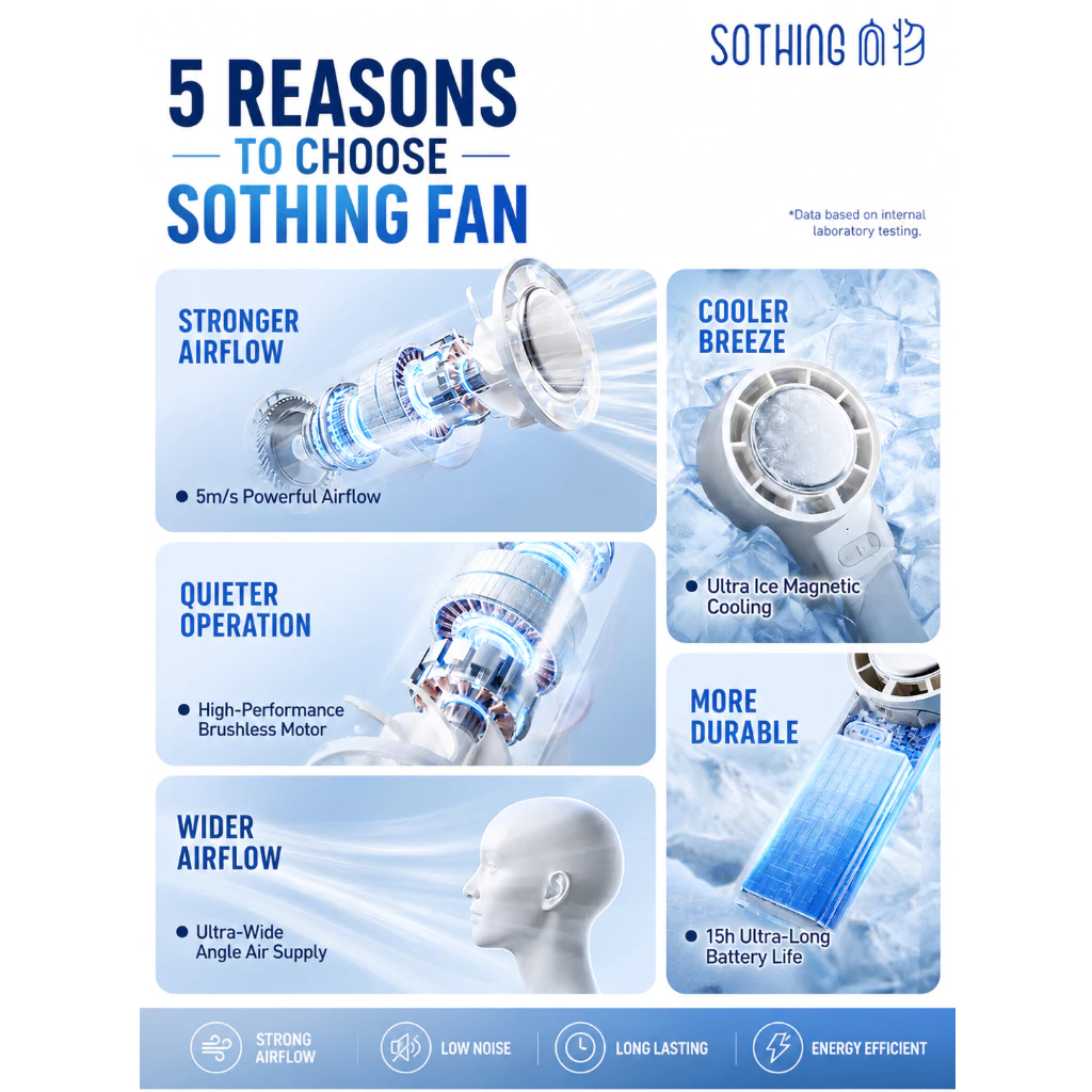 Quạt cầm tay sò lạnh Sothing Ice 25 5000mAh 8 Quạt cầm tay sò lạnh Sothing Ice 25 5000mAh - Ảnh 8