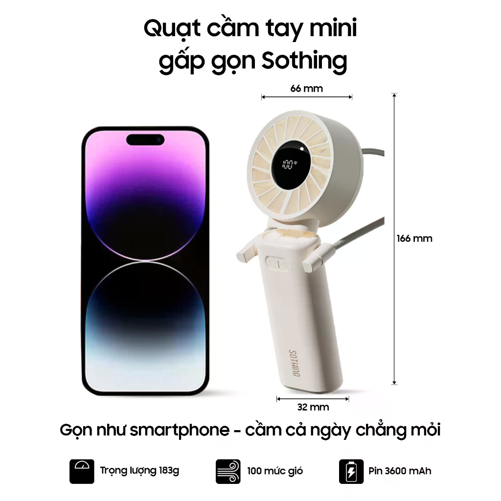 Quạt cầm tay gấp gọn Sothing Engine Z 3600mAh 10W 5 Quạt cầm tay gấp gọn Sothing Engine Z 3600mAh 10W - Ảnh 5